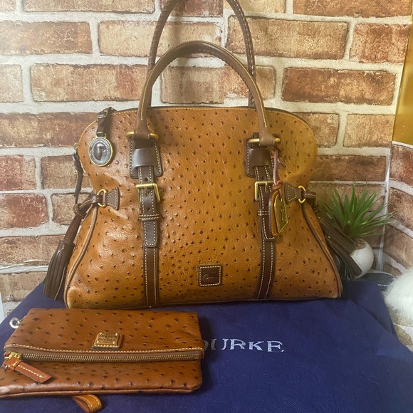 Dooney & Bourke Handbags - Dooney & Bourke Ostrich Bristol Florentine Leather  with Dooney Charms
